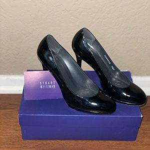Stuart Weitzman Platswoon Shoes Heels A405654 Black Soft Patent